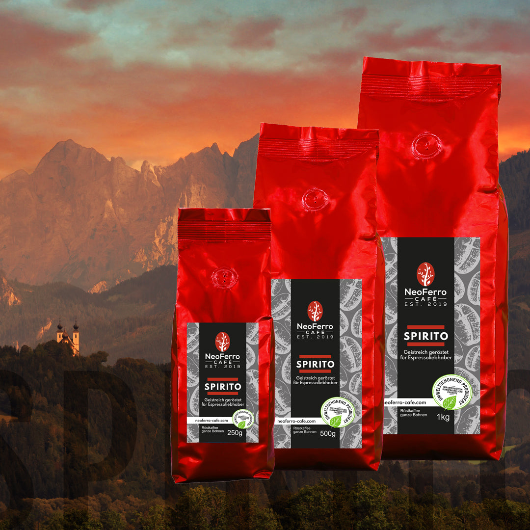 Röstkaffee Bohnenkaffee ganze Bohnen gemahlen Dachau Neoferro Spirito alle Grössen Mood