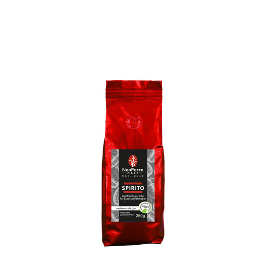 Röstkaffee Bohnenkaffee ganze Bohnen gemahlen Dachau Neoferro Spirito 250g