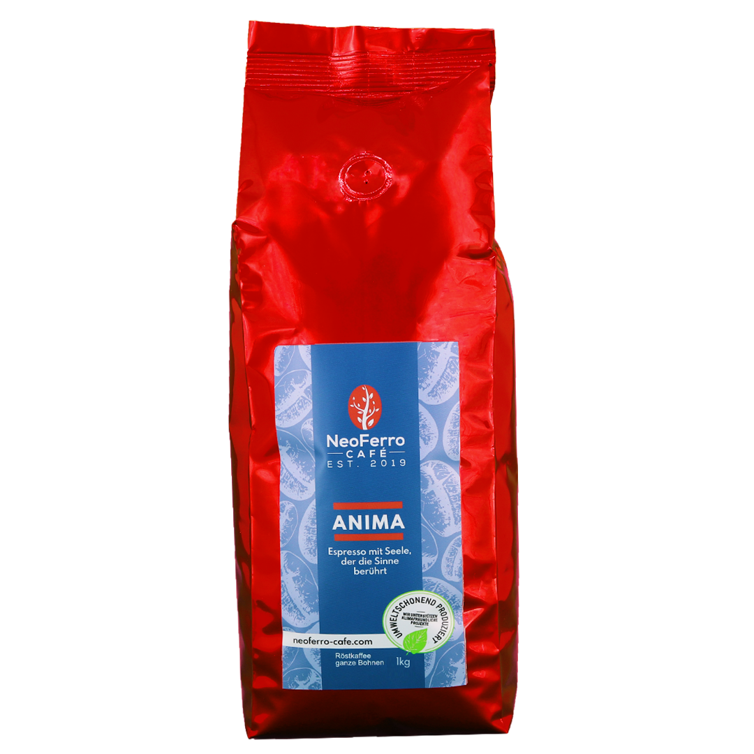 Röstkaffee Bohnenkaffee ganze Bohnen gemahlen Dachau Neoferro Anima 1000g