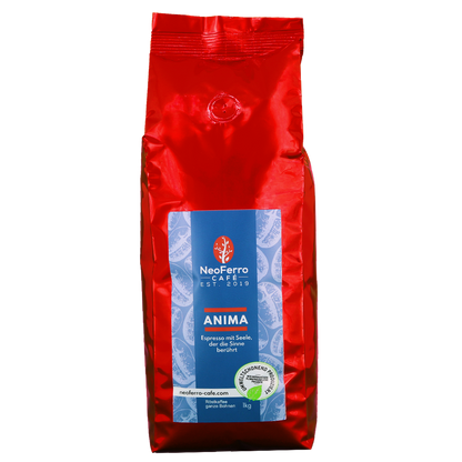 Röstkaffee Bohnenkaffee ganze Bohnen gemahlen Dachau Neoferro Anima 1000g