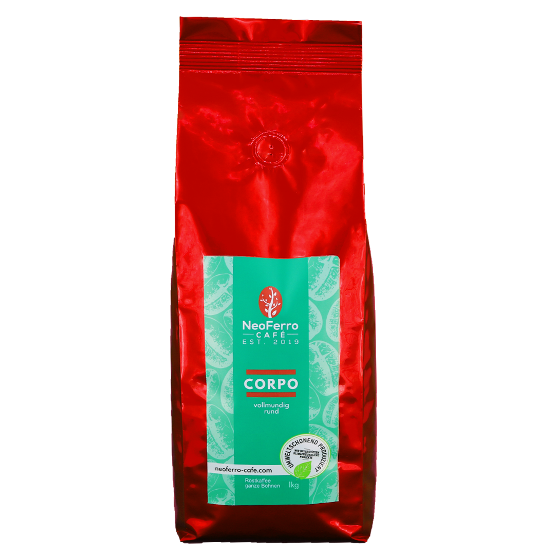 Röstkaffee Bohnenkaffee ganze Bohnen gemahlen Dachau Neoferro Corpo 1000g
