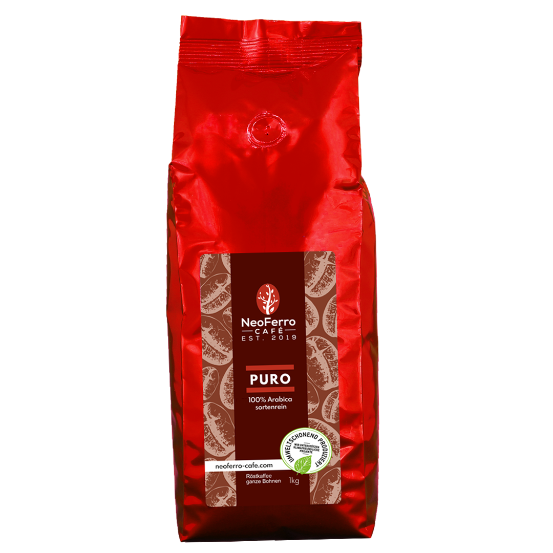 Röstkaffee Bohnenkaffee ganze Bohnen gemahlen Dachau Neoferro Puro 1000g