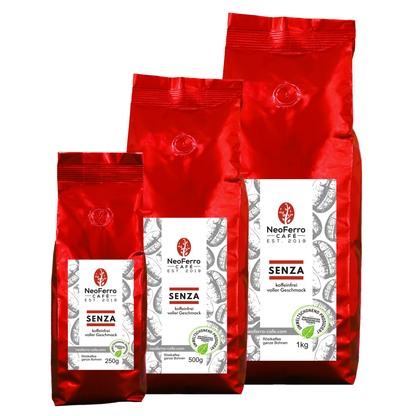 Röstkaffee Bohnenkaffee ganze Bohnen gemahlen Dachau Neoferro Senza entkoffeiniert Koffeinfrei alle Grössen